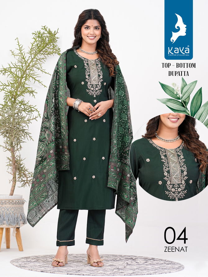 Zeenat By Kaya Roman Silk Kurti With Bottom Dupatta Wholesale Shop In Surat